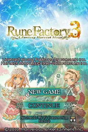 Rune Factory 3 (Japan) screen shot title